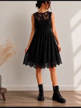 Altar’d  State Black Goth Lace Dress Dark Romance Sz Med